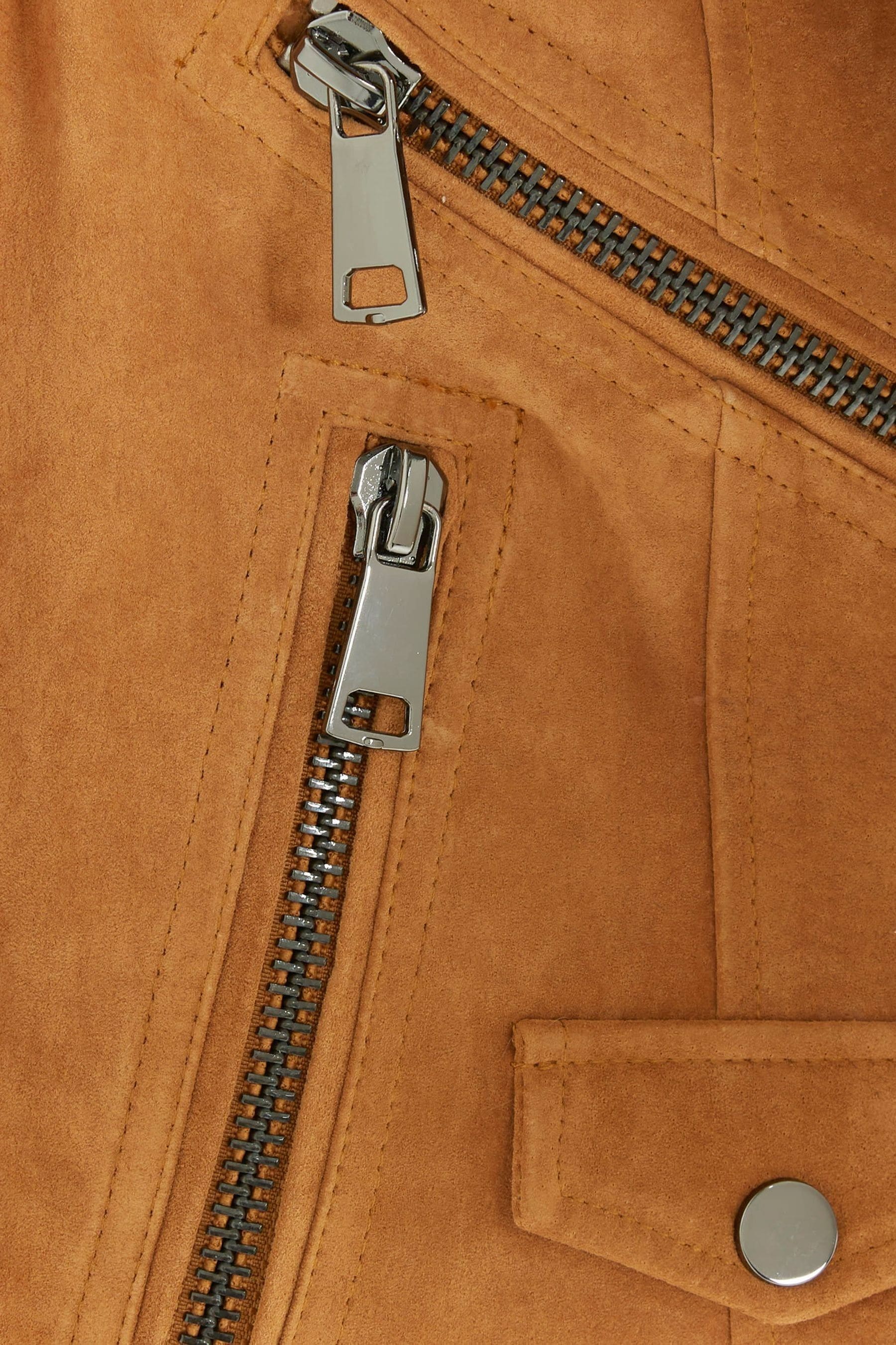 Buy River Island Brown Suede Zip Biker Jacket from the Next UK online shop
