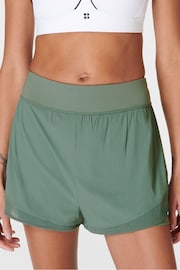 Sweaty Betty Cool Forest Green Tempo Run Shorts - Image 3 of 9
