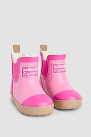 JoJo Maman Bébé Pink Cosy Lined Colour Block Ankle Wellies - Image 1 of 4