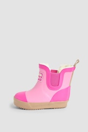 JoJo Maman Bébé Pink Cosy Lined Colour Block Ankle Wellies - Image 3 of 4