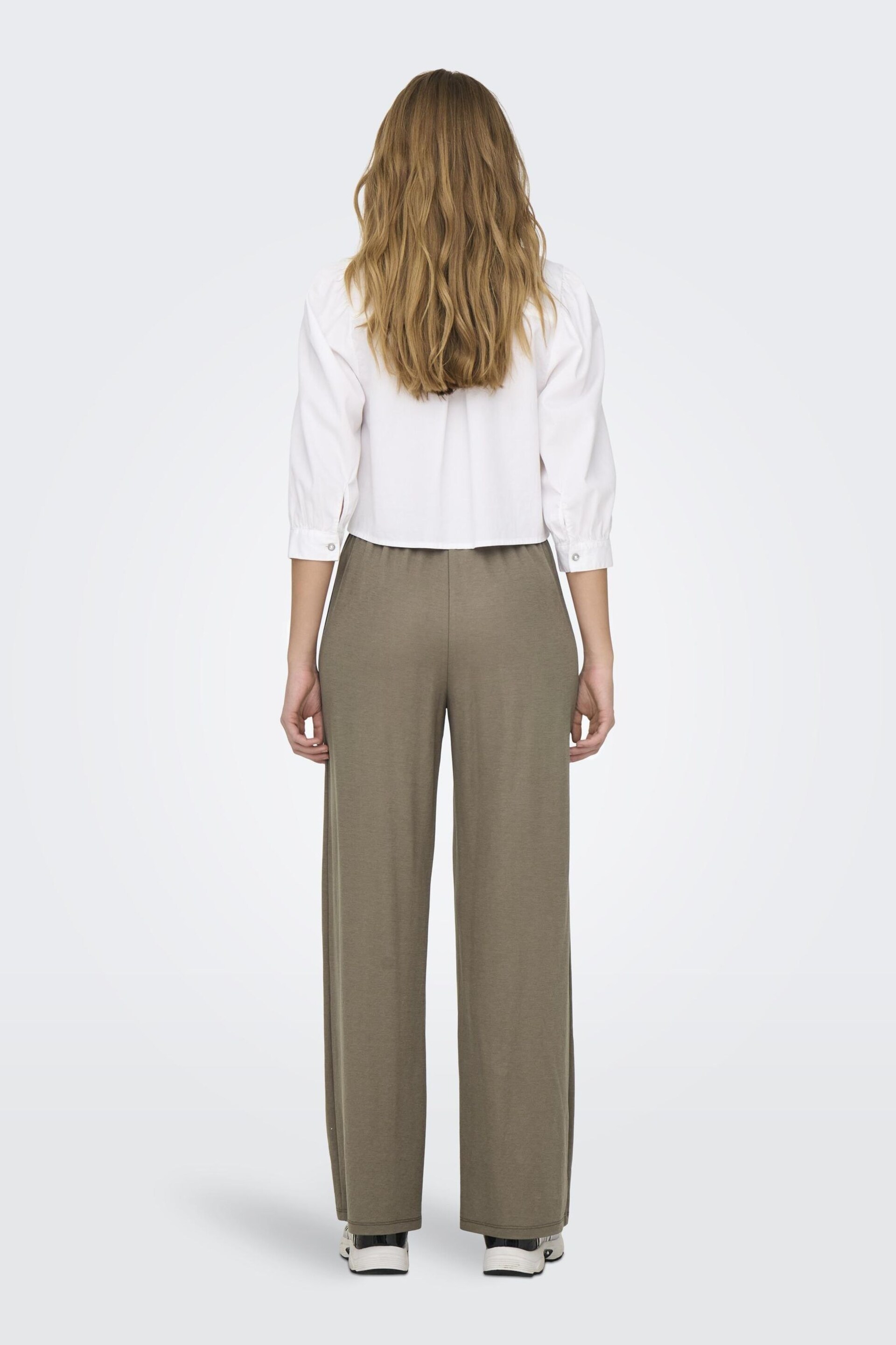 ONLY Brown Jersey Wide Leg Trousers - Image 2 of 5