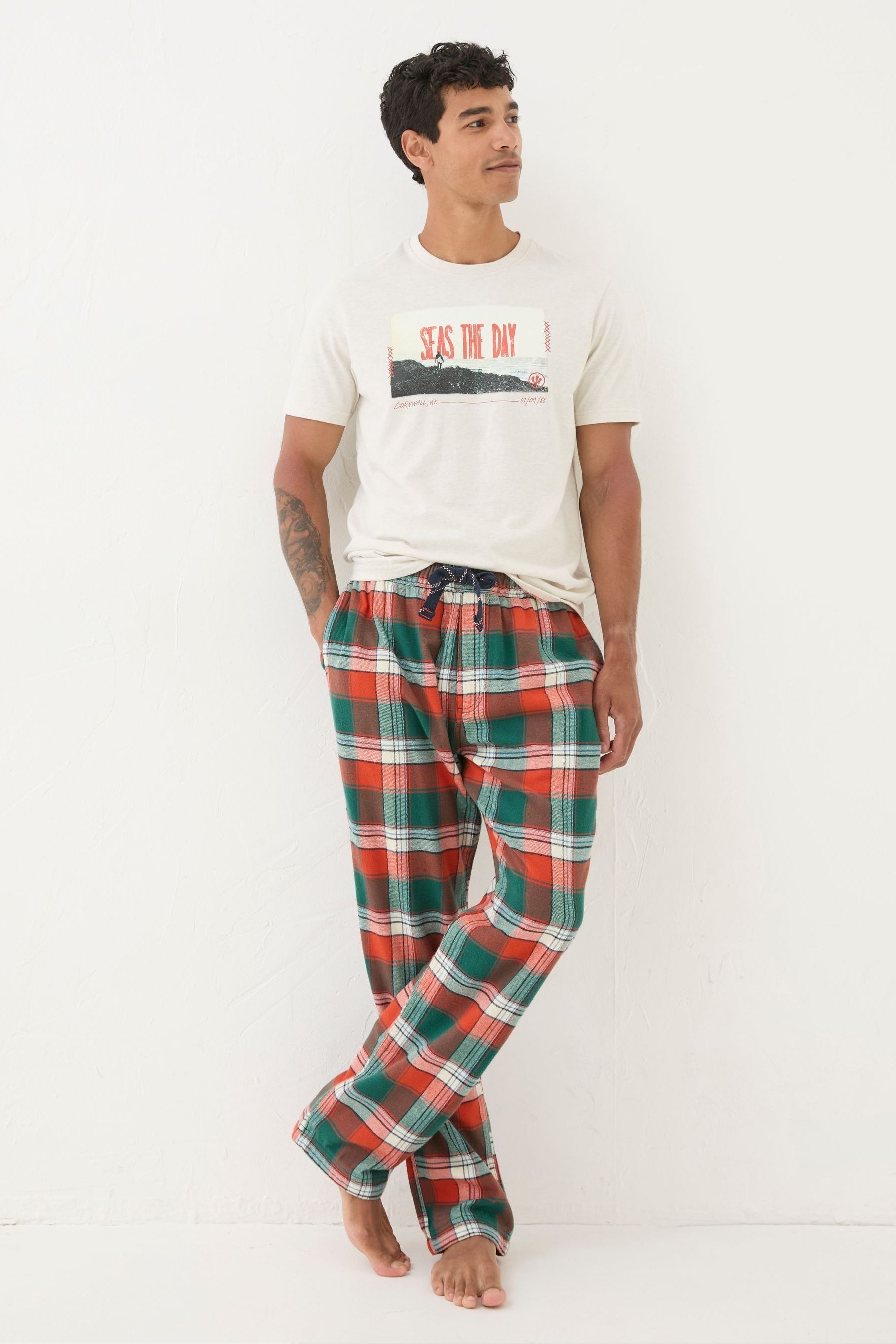 Buy FatFace Helmsley Orange Check Pyjama Bottoms from Next Canada