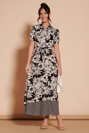 Jolie Moi Black Floral Elsie Viscose Shirt Maxi Dress - Image 4 of 6