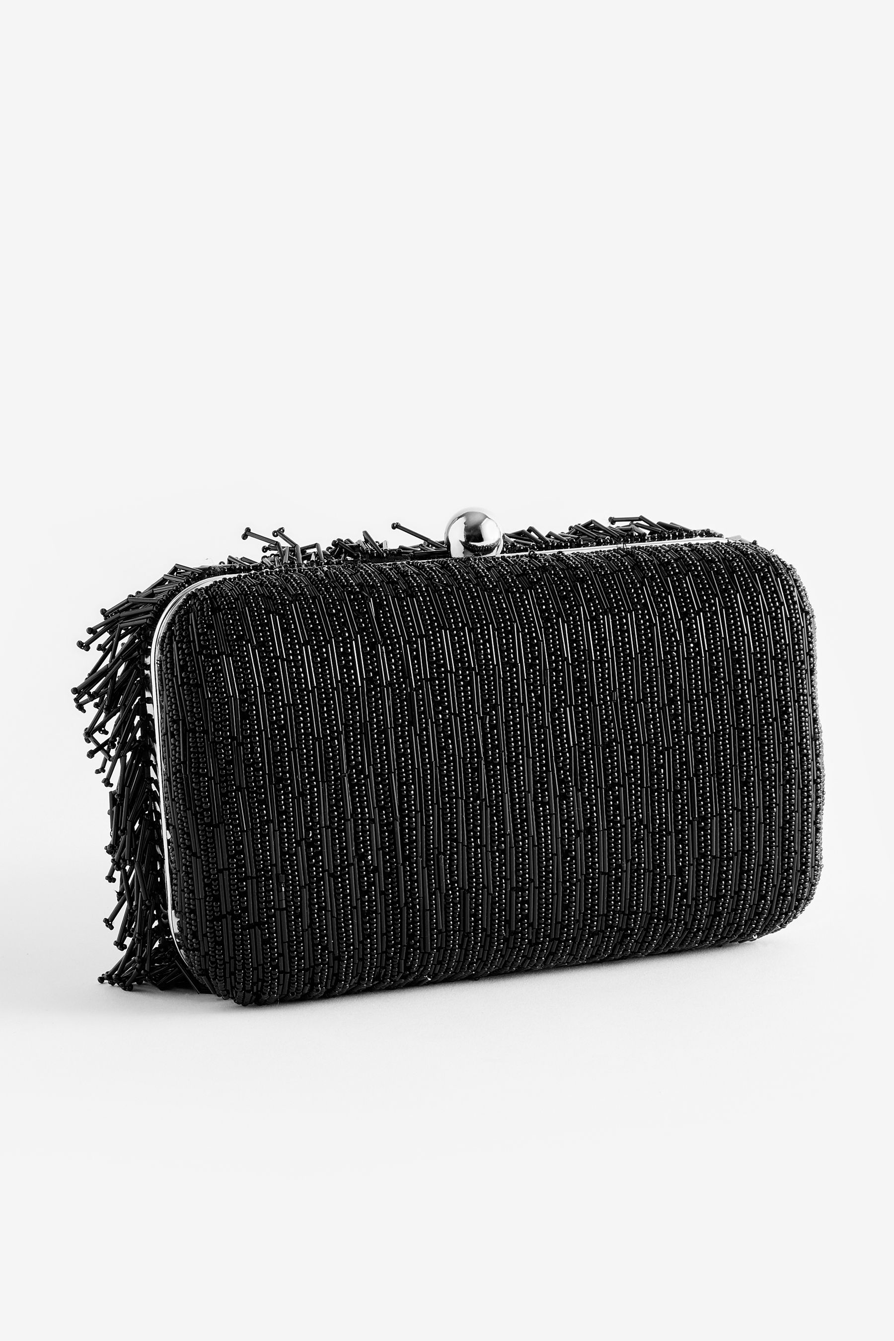 NEXT Black Tassel Beaded Clutch Bag one Womens