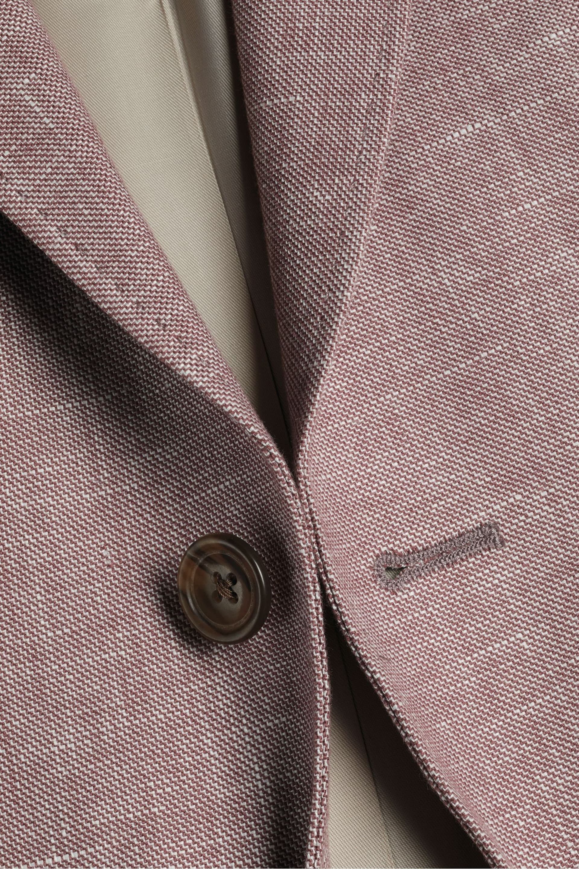 Charles Tyrwhitt Pink Slim Fit Updated Linen Cotton Jacket - Image 4 of 4