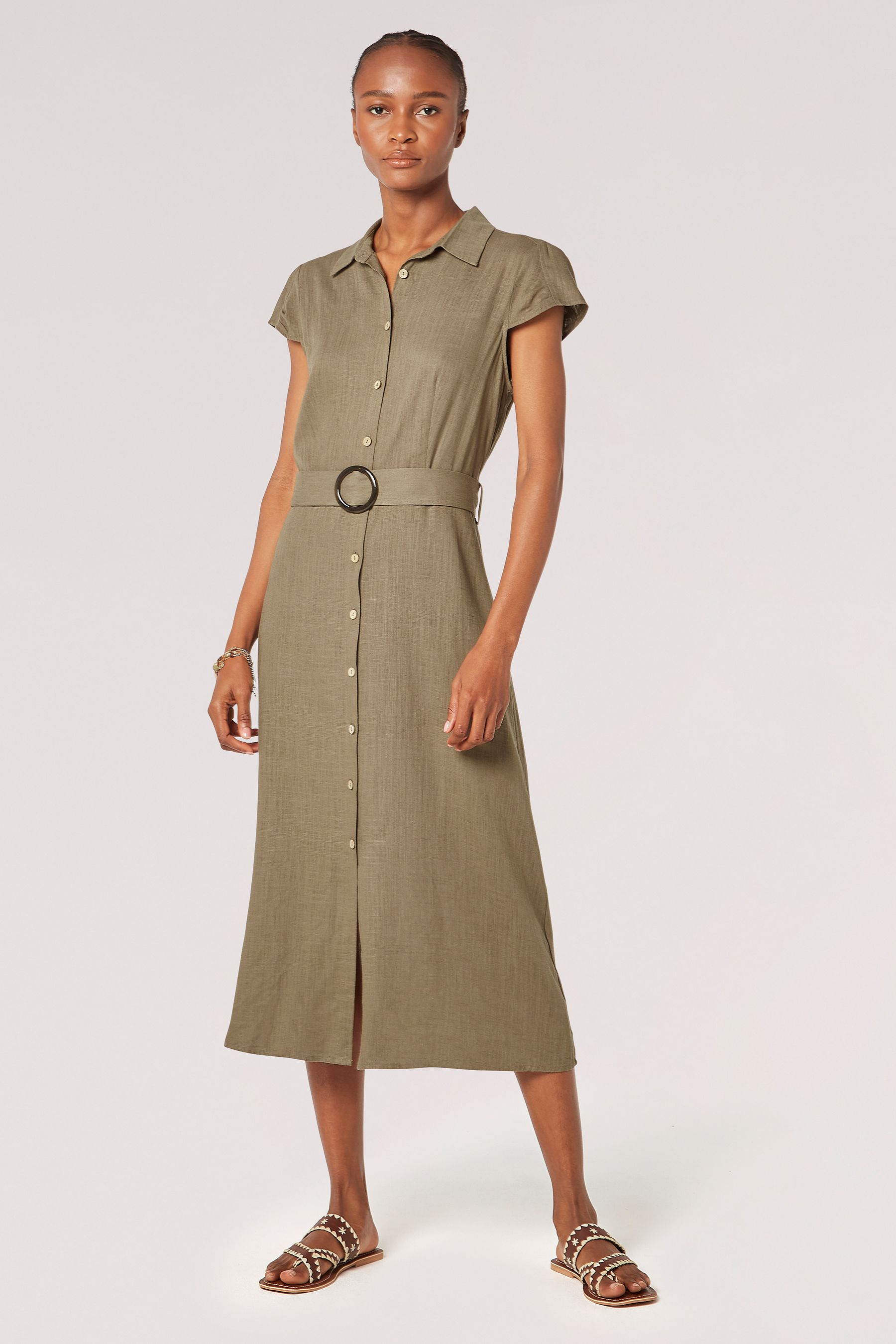 Midi linen shirt dress 2025