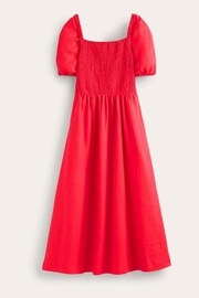 Boden Red Sky Smocked Linen Midi Dress - Image 6 of 6