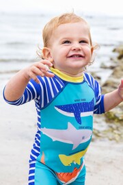 Frugi Blue Stripe Little Sunsafe Suit - Image 1 of 6