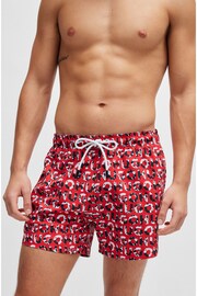 HUGO Recycled-Material Swim Shorts With Logo Print - Image 1 of 4