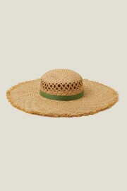 Accessorize Natural Raw Edge Woven Hat - Image 1 of 3