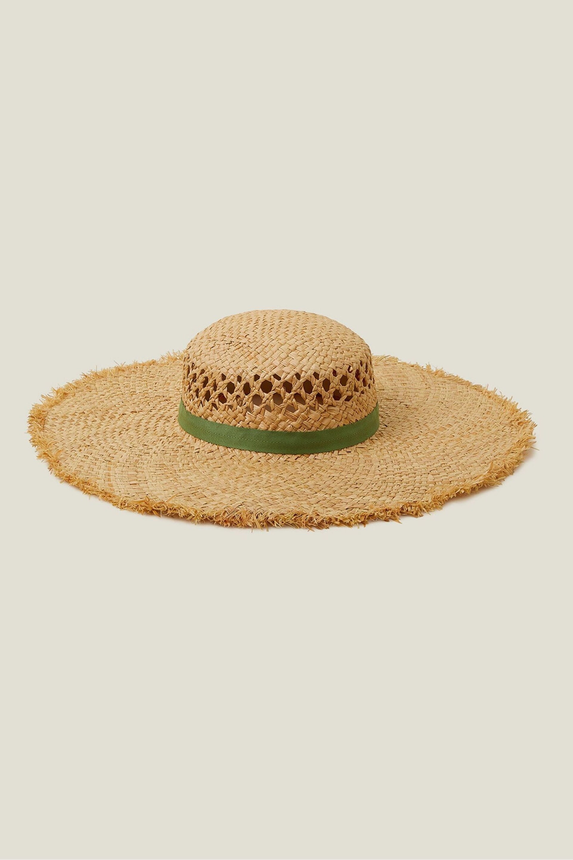 Accessorize Natural Raw Edge Woven Hat - Image 1 of 3
