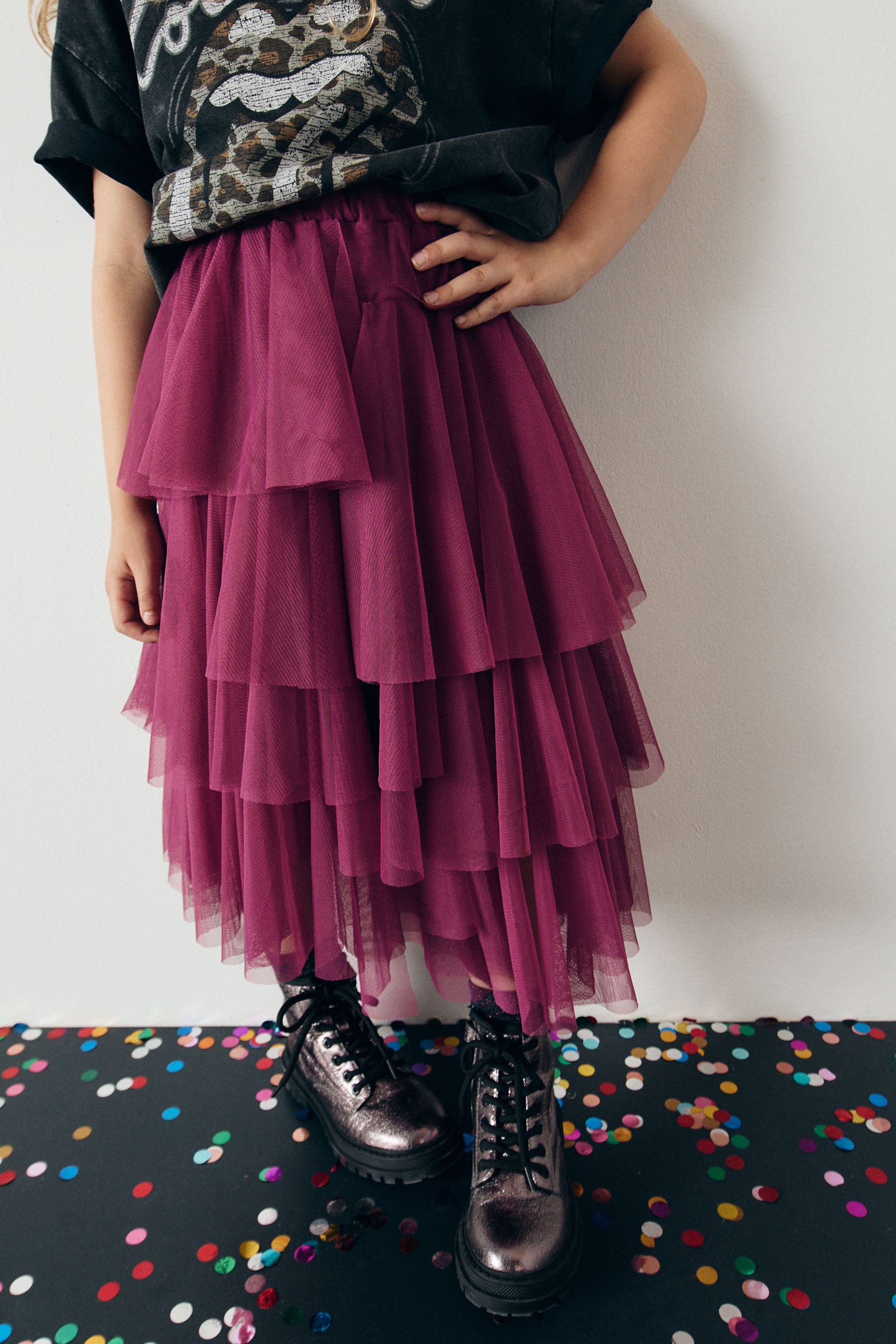 Buy Berry Purple Mesh Layered Skirt 3 16yrs from the Next UK online shop