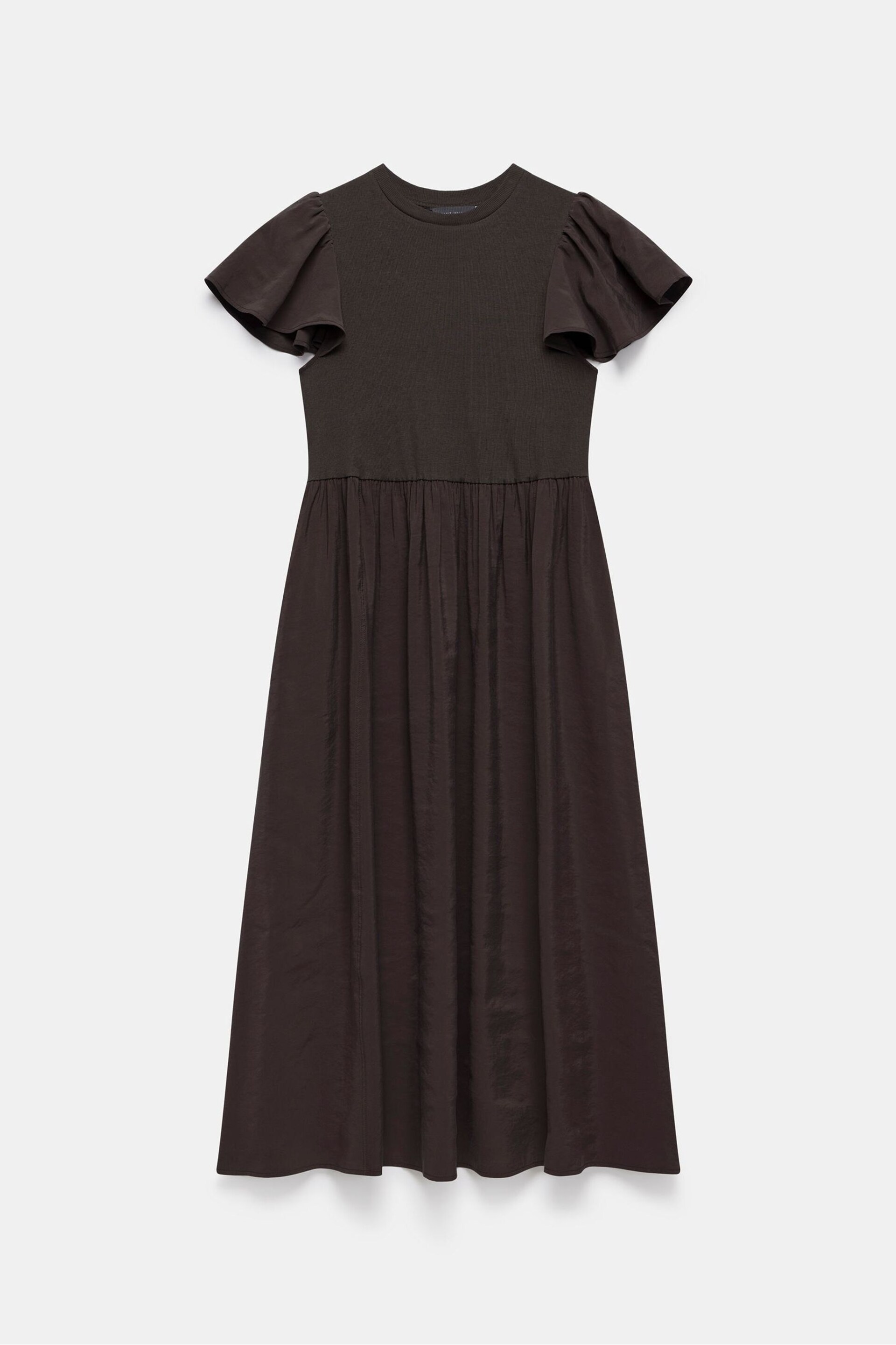 Mint Velvet Brown Jersey Ruffle Midi Dress - Image 2 of 3