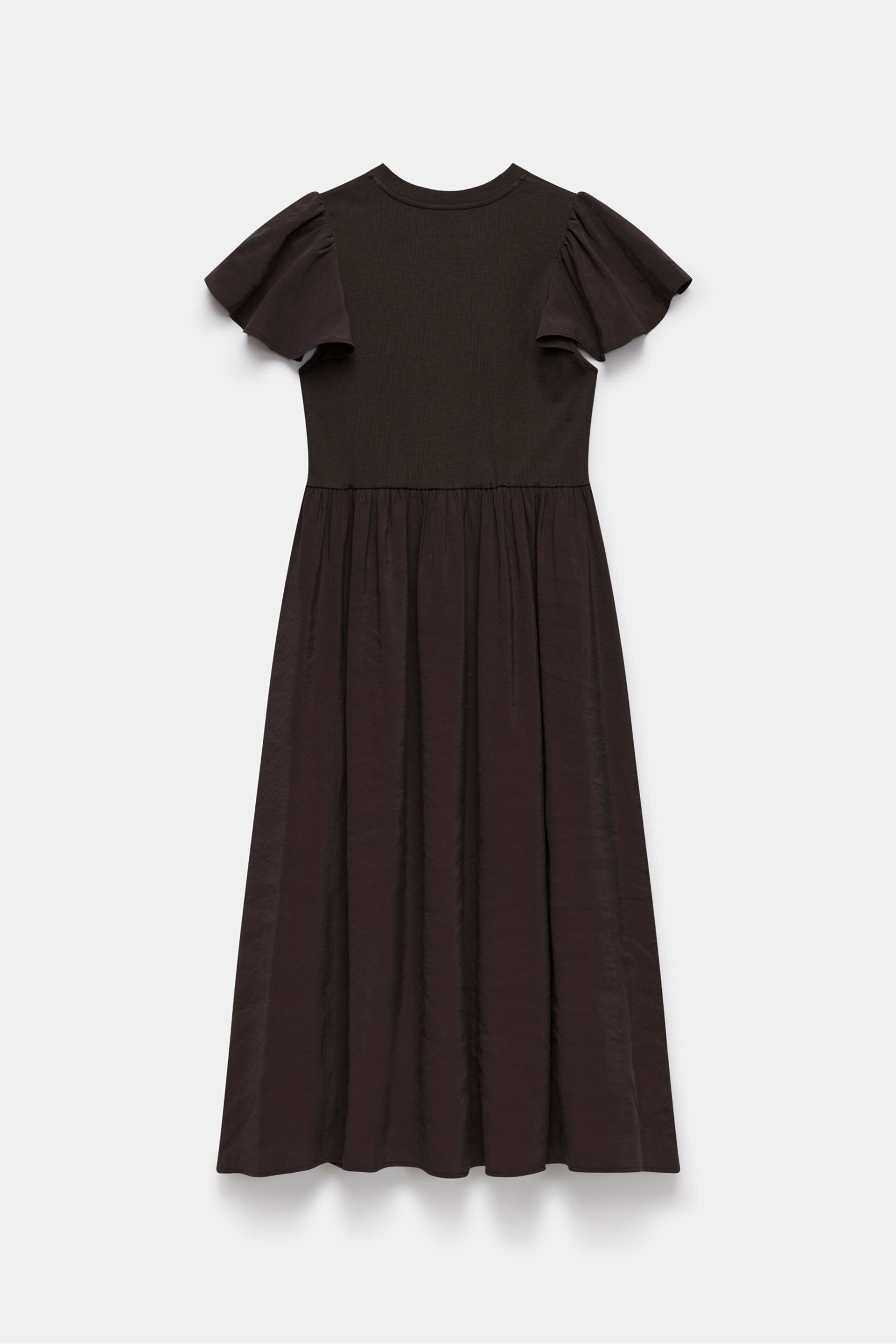 Mint Velvet Brown Jersey Ruffle Midi Dress - Image 3 of 3