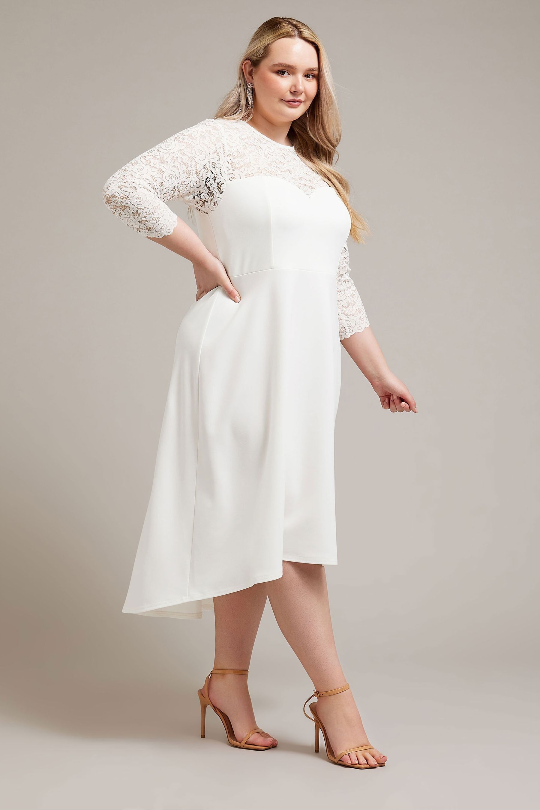 Plus size white lace gown online