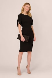 Adrianna Papell Knit Crepe Pearl Midi Black Dress - Image 3 of 7