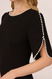 Adrianna Papell Knit Crepe Pearl Midi Black Dress - Image 5 of 7