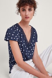 Monsoon Blue Mackie Spot Linen Top - Image 1 of 5