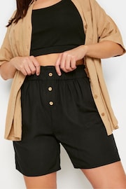 Yours Curve Black Button Front Paperbag Shorts - Image 4 of 5