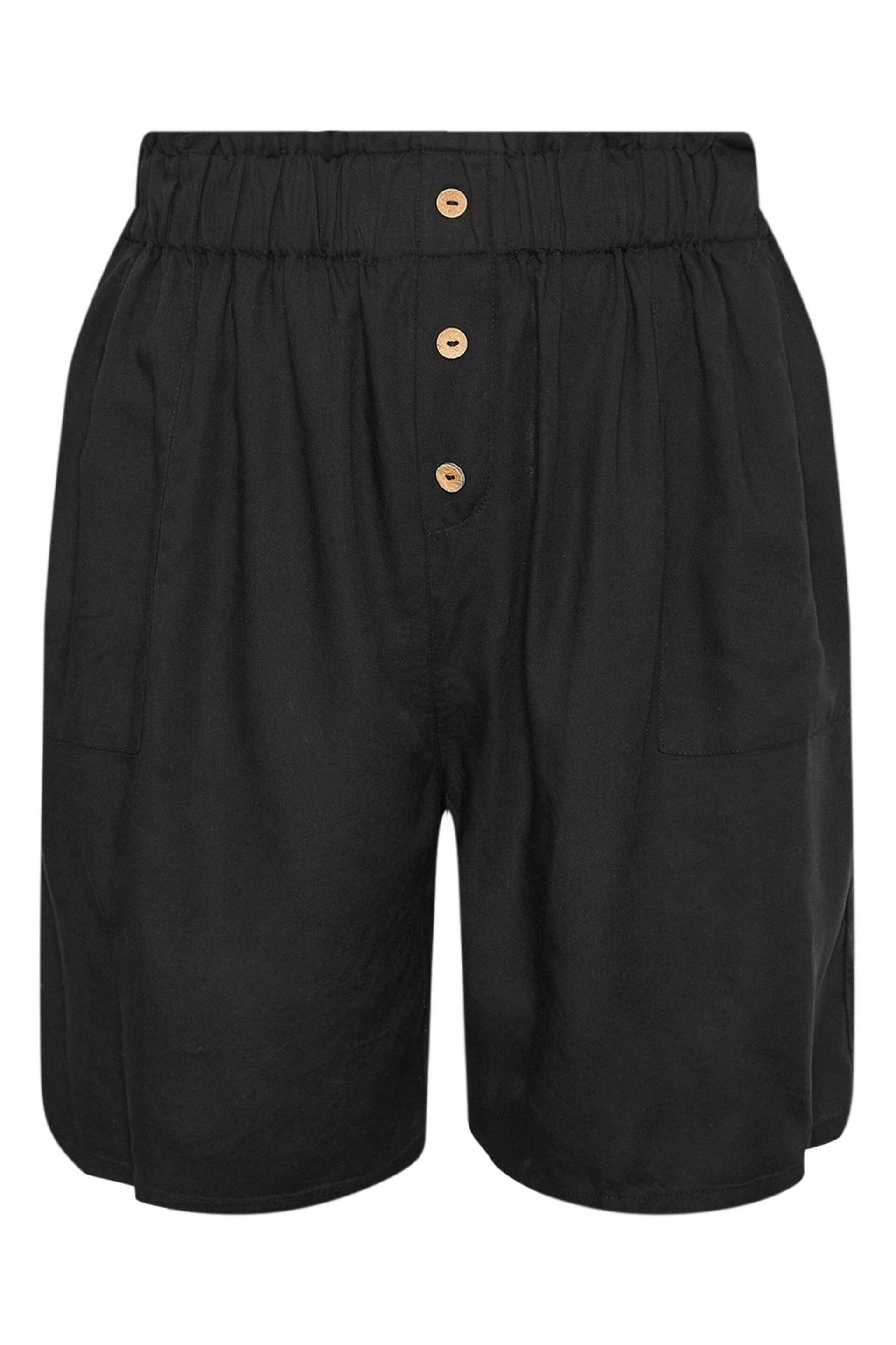 Yours Curve Black Button Front Paperbag Shorts - Image 5 of 5