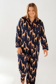 Chelsea Peers Blue Curve Satin Button Up Long Pyjamas Set - Image 3 of 5