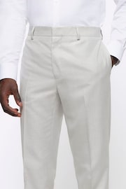 River Island Cream Ecru Dobbie Slim Fit Texture Suit Trousers - Image 4 of 6