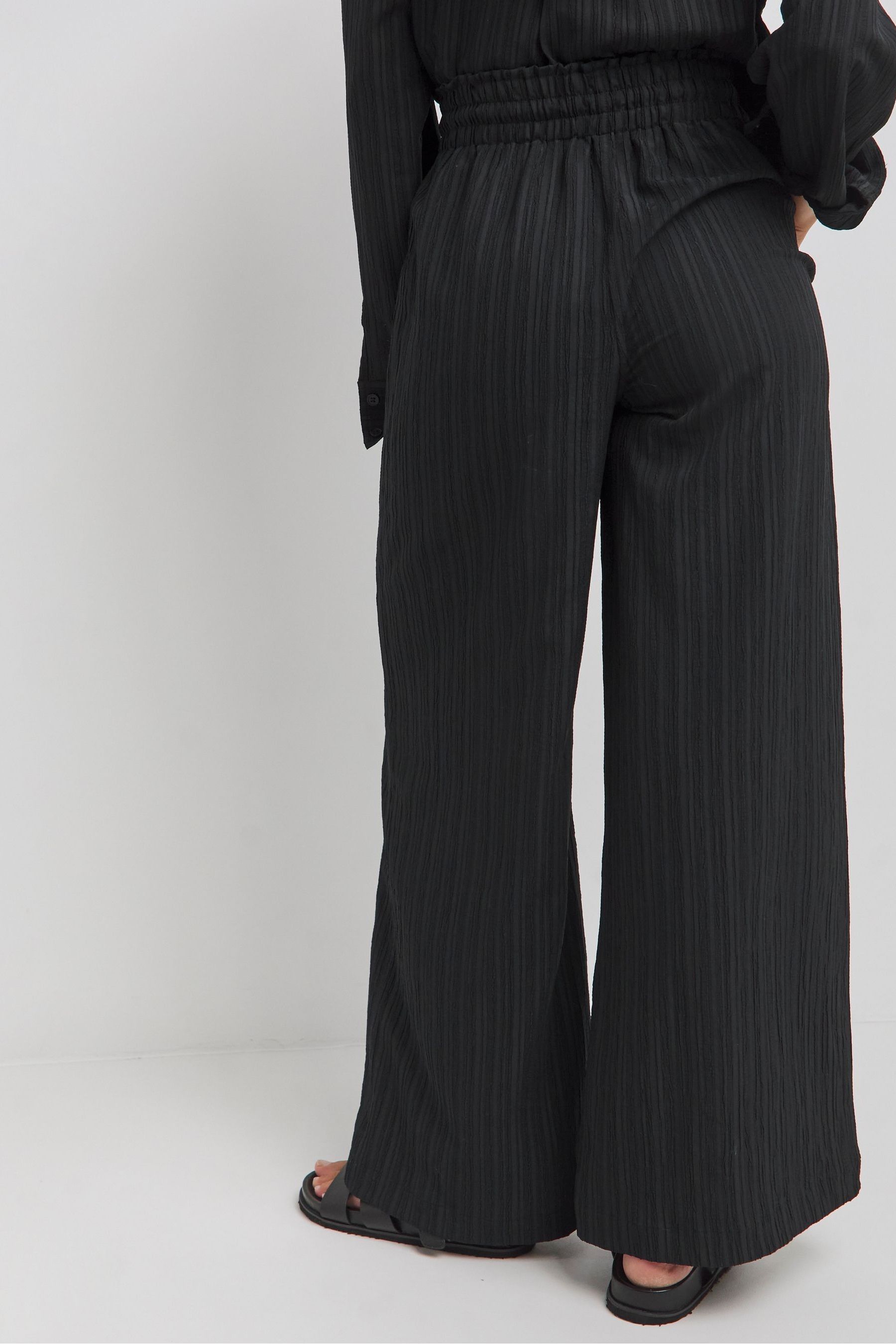 Buy Simply Be Black Textured Wide Leg Trousers from the Next UK online shop