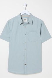 FatFace Green Short Sleeve Markham Stripe Shirt - Image 5 of 5