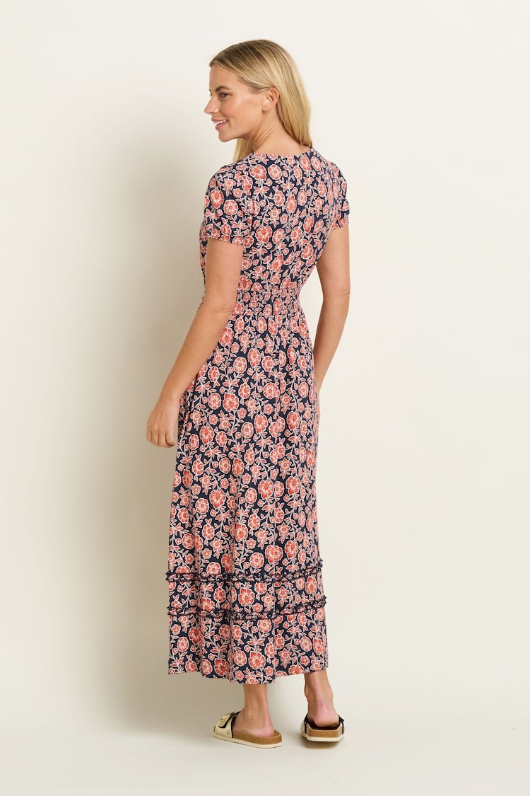 Brakeburn Red 100% Cotton Boho Floral Dress - Image 2 of 5