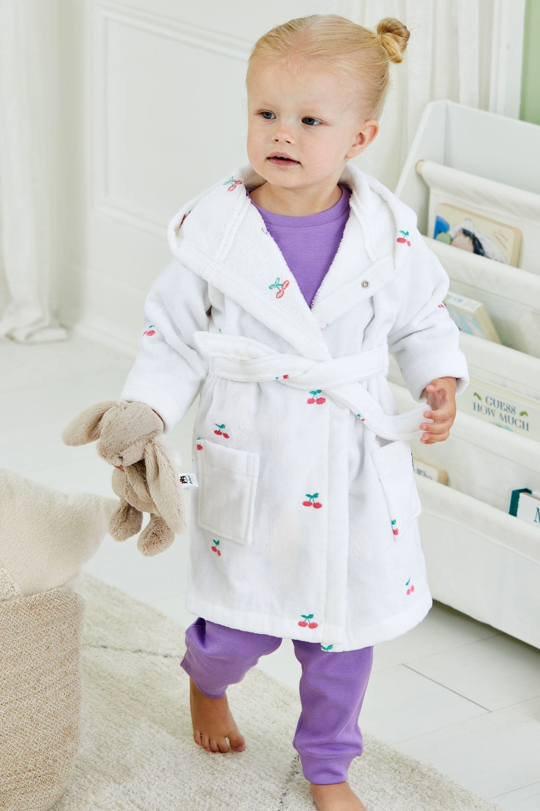 Buy JoJo Maman Bebe White Cherry Embroidered Towelling Robe from the Next UK online shop