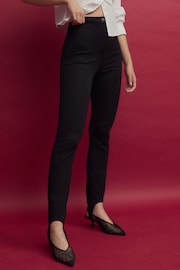 Black Ponte Stirrup Leggings - Image 2 of 7