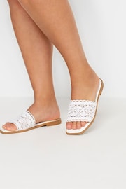 Yours Curve White Crochet Mule Sandals In Extra Wide Eee Fit - Image 1 of 5