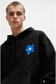 HUGO Blue Regular Fit Floral Graphic Back Print Hoodie - Image 6 of 8