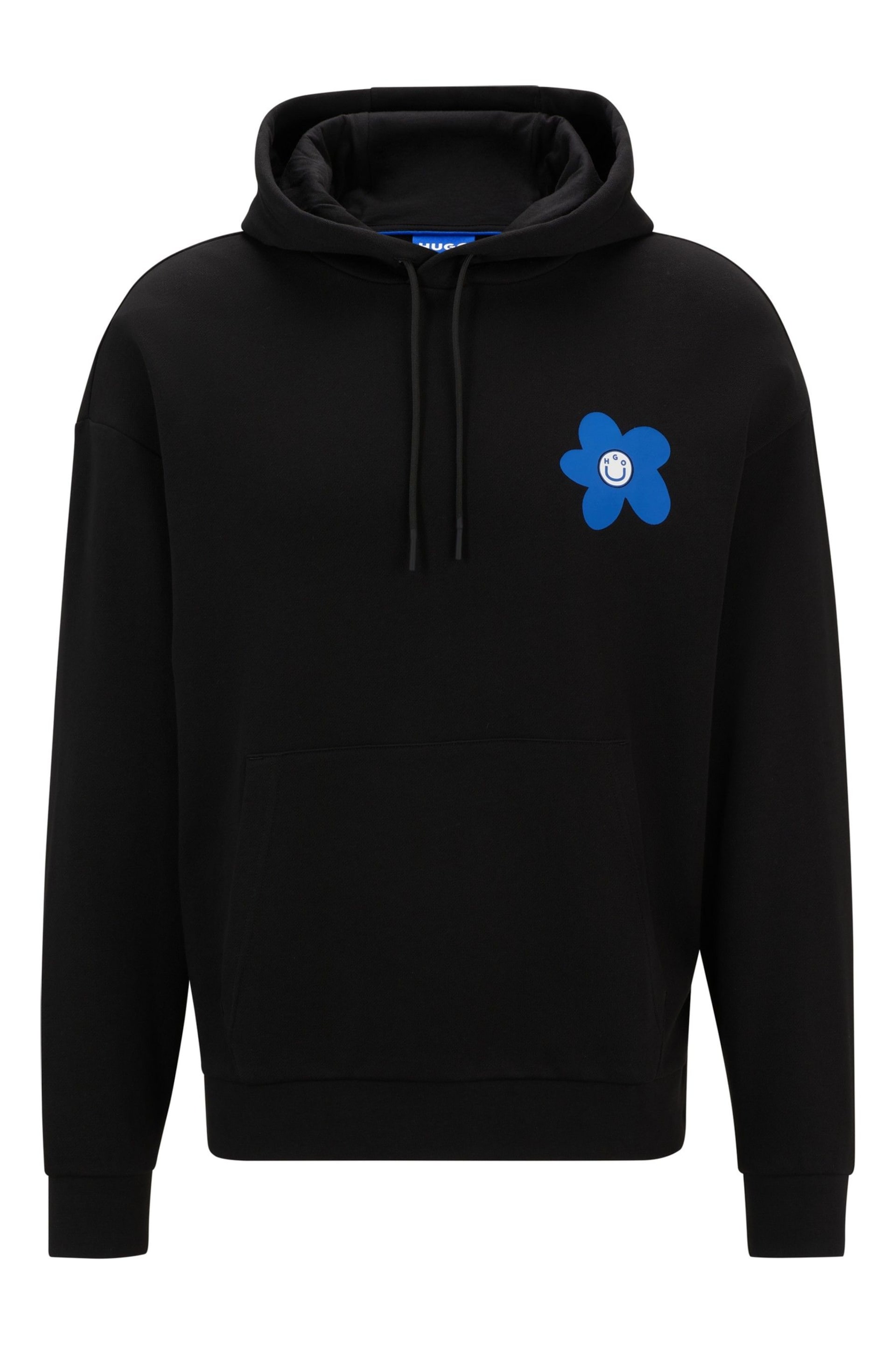 HUGO Blue Regular Fit Floral Graphic Back Print Hoodie - Image 8 of 8