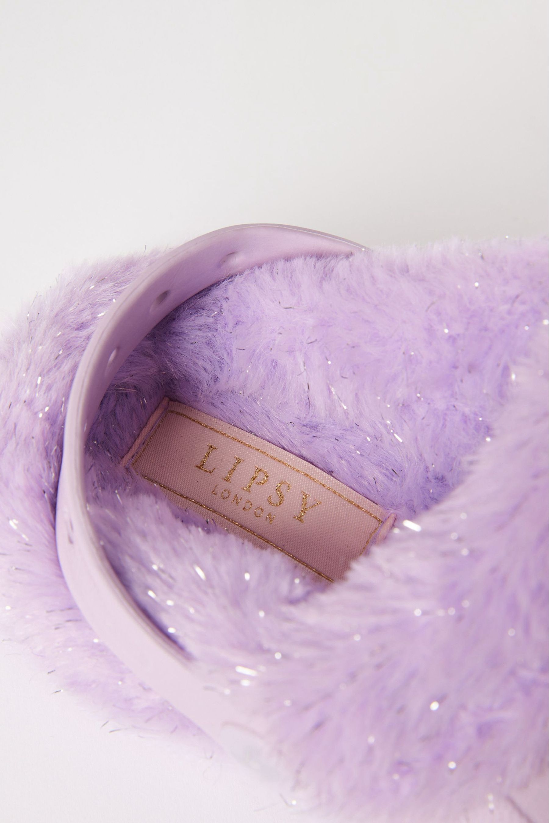 Purple fluffy sliders hot sale