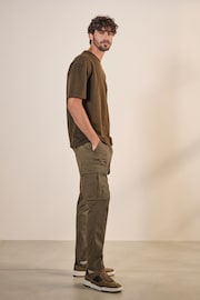 Light Stone/Mushroom Brown Slim Fit Cotton Rich Stretch Cargo Trousers 2 Pack - Image 3 of 10