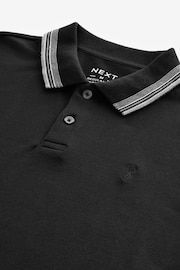 Black Short Sleeve Tipped Regular Fit Polo Shirt - Image 6 of 7