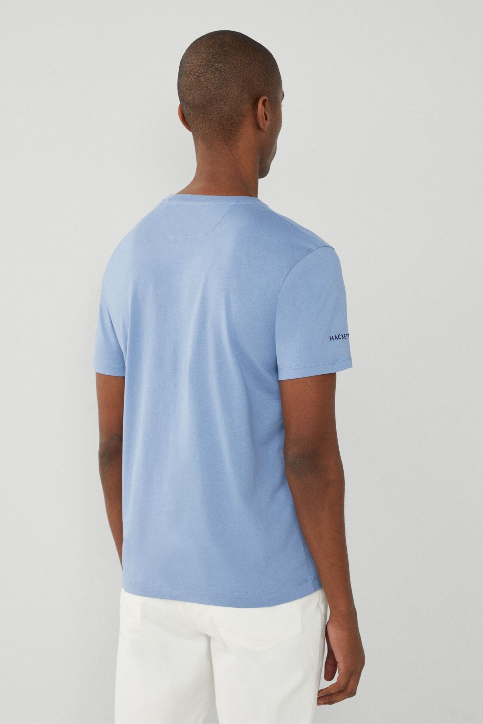 Hackett London Men Blue Short Sleeve T-Shirt - Image 3 of 4