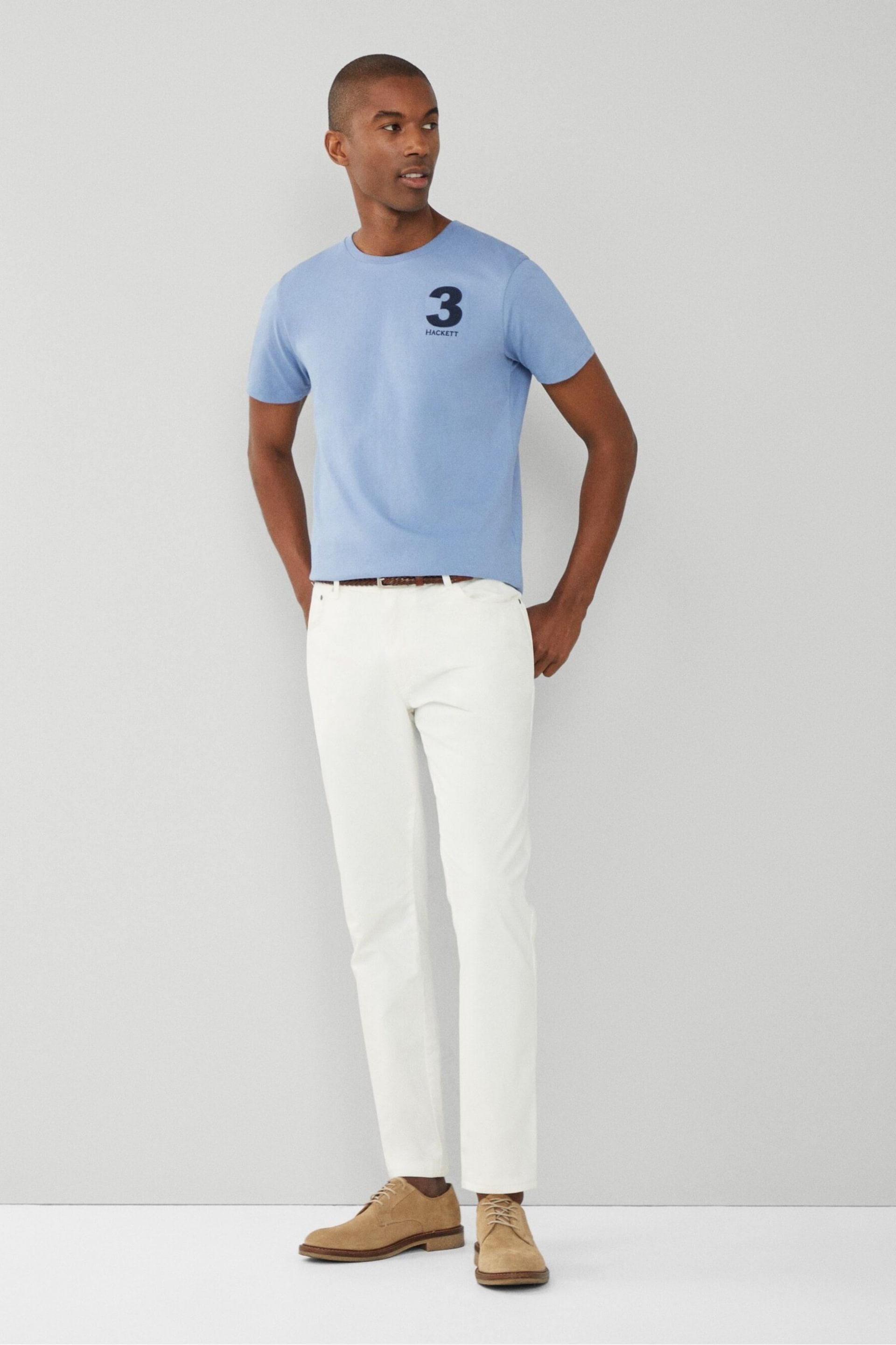 Hackett London Men Blue Short Sleeve T-Shirt - Image 4 of 4