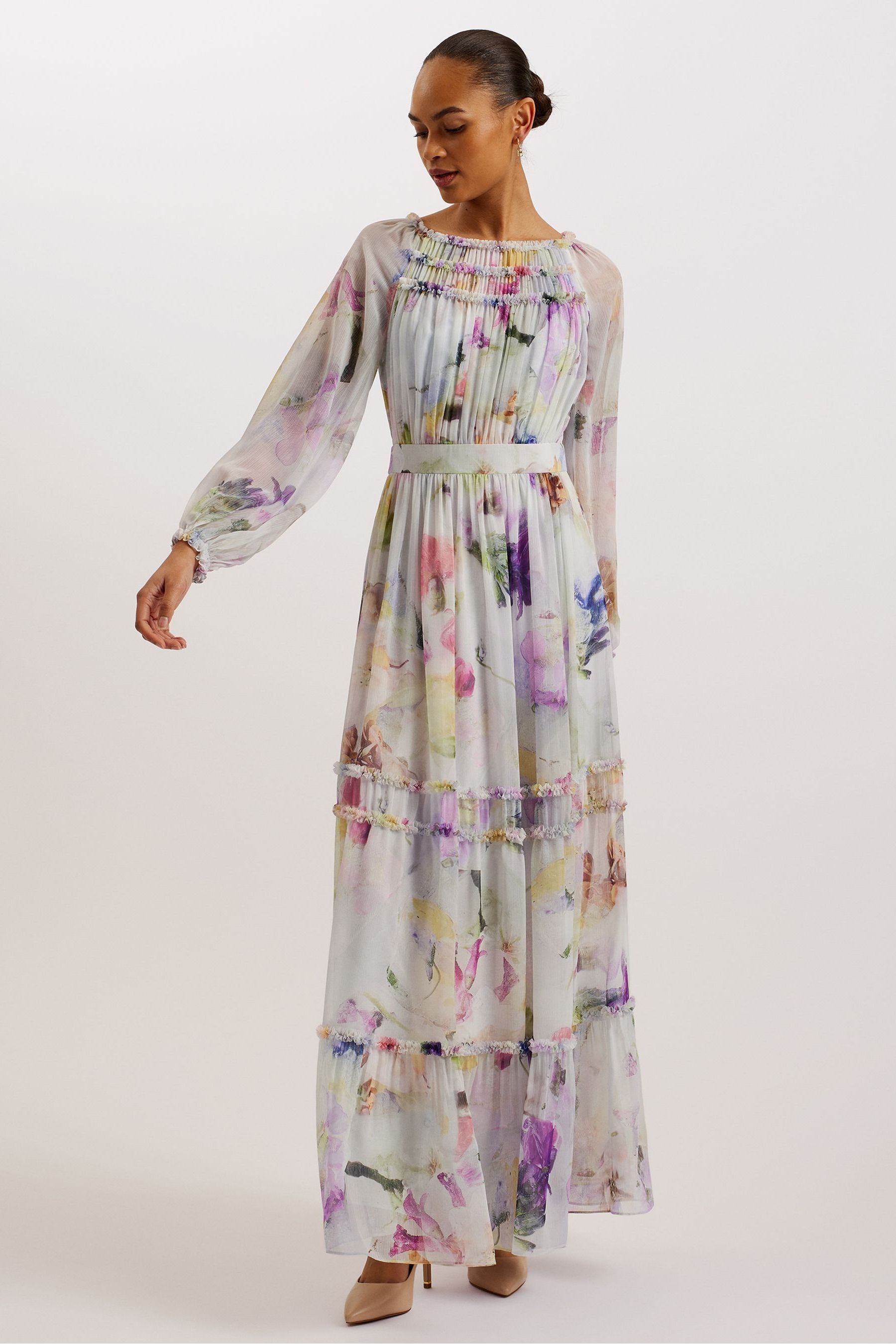 Buy Ted Baker White Bellas Dress With Voluminous Sleeves from Next Luxembourg