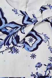 Reiss Blue Print Emiline Senior Cotton Tile Print Pleated Dress - Image 4 of 4