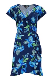 Pour Moi Blue LENZING™ ECOVERO™ Viscose Frill Wrap Beach Dress - Image 3 of 4