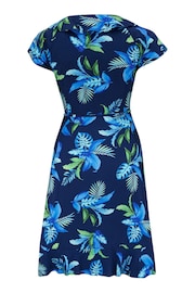 Pour Moi Blue Print LENZING™ ECOVERO™ Viscose Frill Wrap Beach Dress - Image 4 of 4