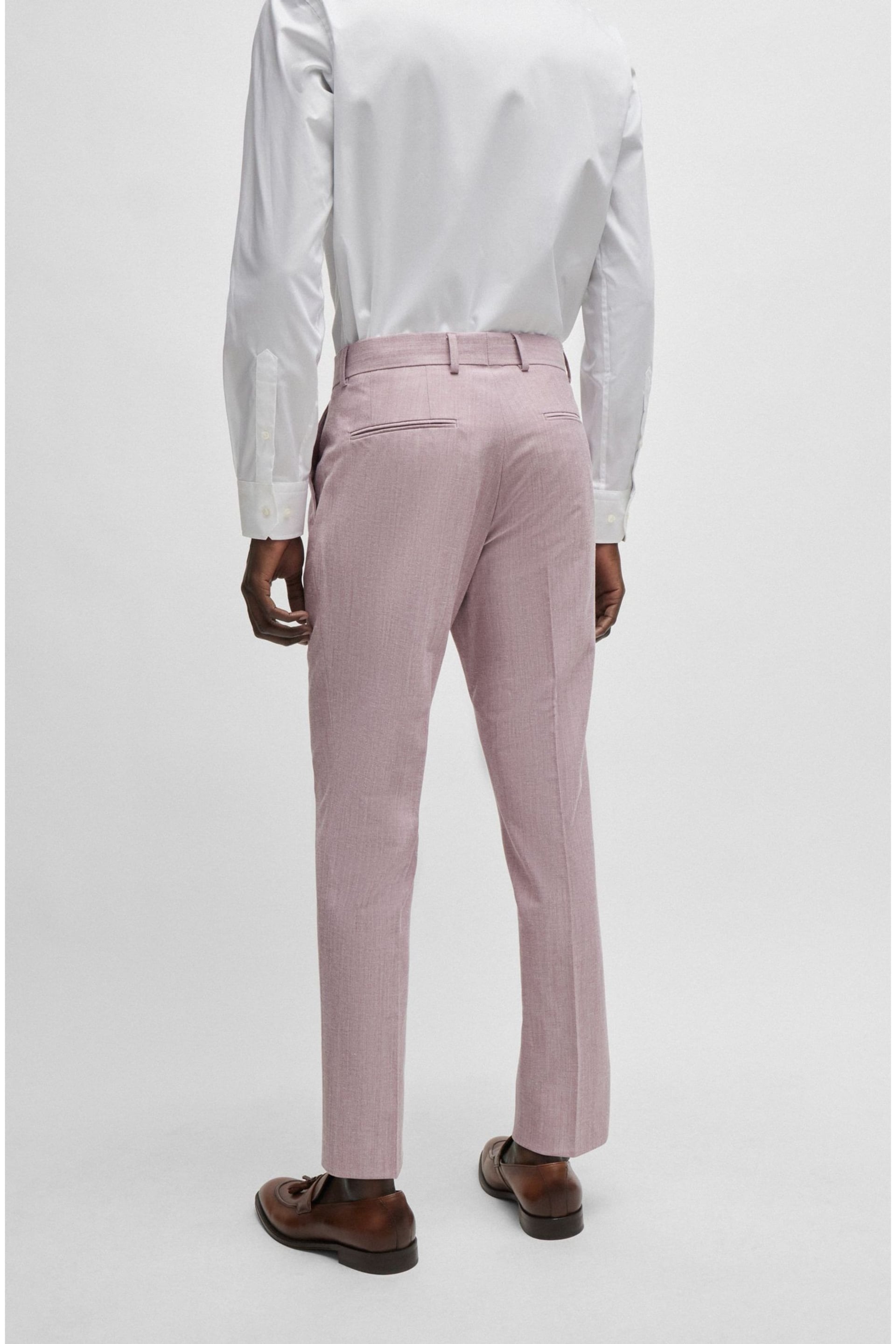 BOSS Pink Slim-Fit Trousers In A Micro-Patterned Cotton Blend - Image 2 of 5