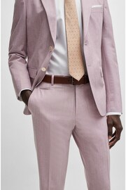 BOSS Pink Slim-Fit Trousers In A Micro-Patterned Cotton Blend - Image 4 of 5