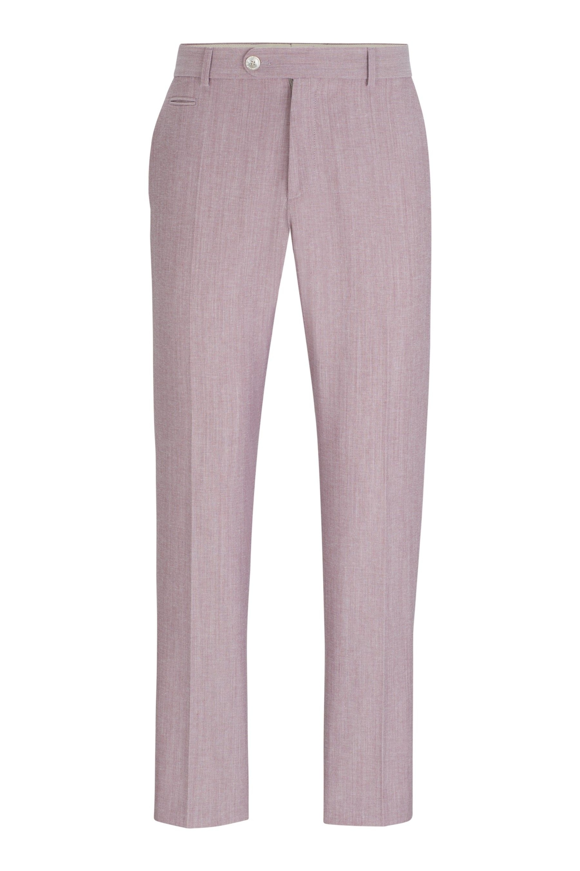 BOSS Pink Slim-Fit Trousers In A Micro-Patterned Cotton Blend - Image 5 of 5