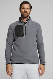 Puma Grey Mens Golf Quarter-zip Fleece Top - Image 1 of 6