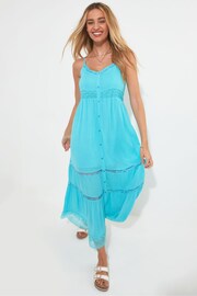 Joe Browns Blue Vibrant Tiered Strappy Button Through Maxi Sundress - Image 2 of 7