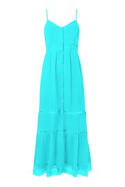 Joe Browns Blue Vibrant Tiered Strappy Button Through Maxi Sundress - Image 7 of 7