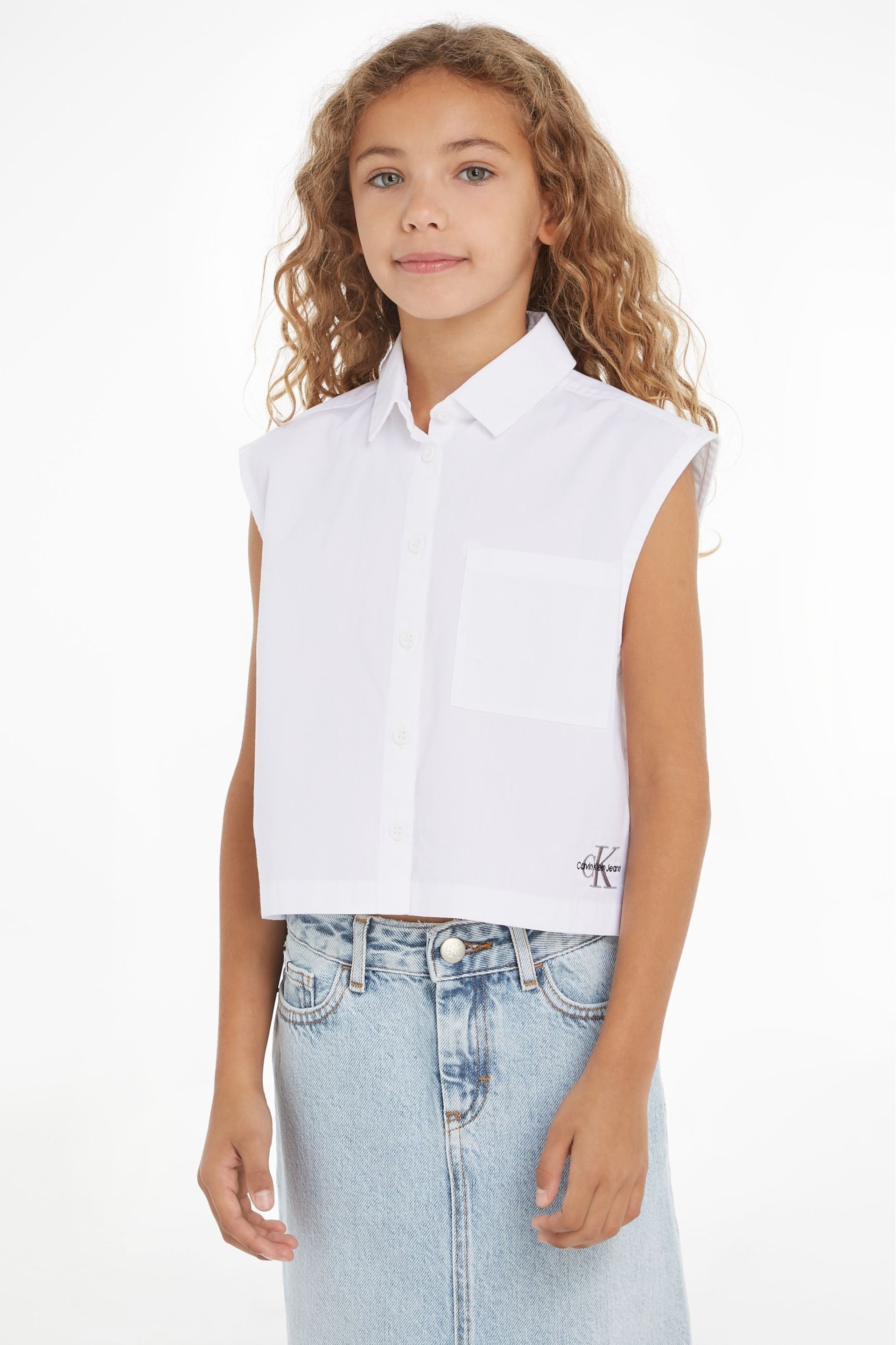 Calvin Klein White Monogram Woven Shirt - Image 1 of 5